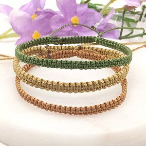 Cord Bracelet – Olive, Beige & Brown | Braided Macramé Friendship Bracelet | Goo